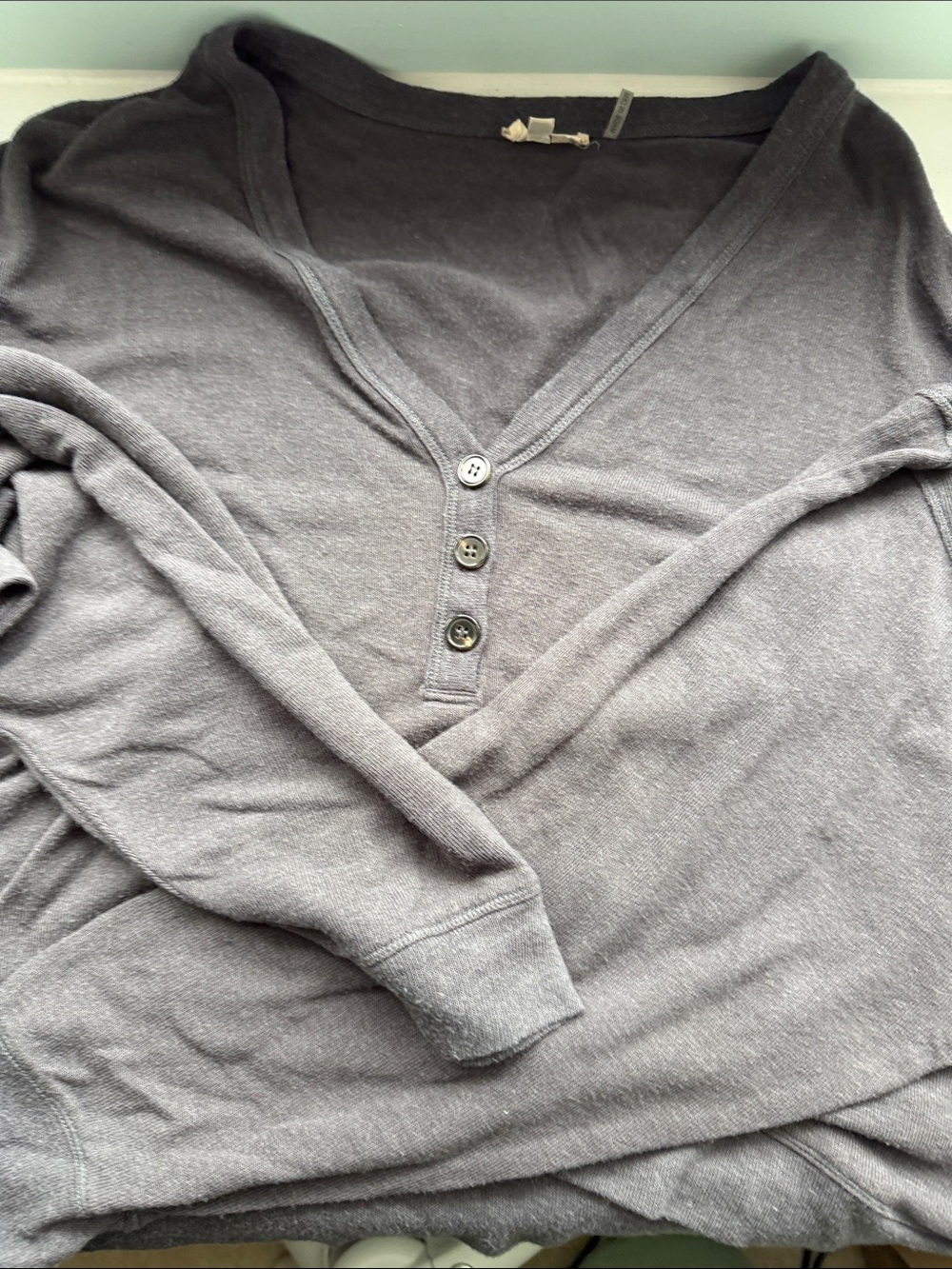 Dolfin Heather Charcoal Long Sleeve Henley Top
